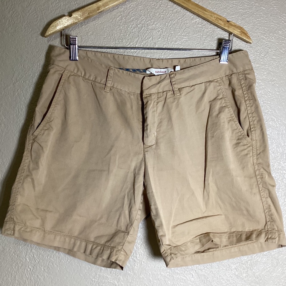 Sundance Women's Khaki‎ Tan Chino Shorts Cotton Stretch Size 6 Mid Rise Casual